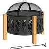 Outsunny Braciere 2-in-1 Ø75 x 58 cm con Protezione anti-scintille, Nero | Aosom Italy