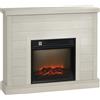 HOMCOM Camino Elettrico 1800W con Effetto Fiamma e Telecomando, in Legno, Metallo e Vetro, 96.5x22x81.7 cm, Grigio Chiaro