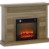 HOMCOM Camino Elettrico 1800W con Effetto Fiamma e Telecomando, in Legno, Metallo e Vetro, 96.5x22x81.7 cm, color Legno