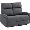 HOMCOM Divano 2 Posti Reclinabile a 145° max e Rivestito in Ciniglia Grigia, 124x91x100 cm | Aosom Italy