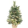 HOMCOM Albero di Natale Piccolo Alto 60 cm con 35 Luci LED Bianche, 64 Rami Ignifughi con Pigne, Verde | Aosom Italy