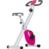 SPORTNOW Cyclette Pieghevole Magnetica a 8 Livelli con Display LCD, Rotelle e Sellino Regolabile, Rosa e Bianco | Aosom Italy