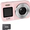 PANFHGFG Fotocamera digitale a doppio schermo 4K UHD 64MP con 18X portatile per vlogging viaggio degli studenti