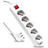 V-TAC Ciabatta Multipresa Elettrica con Interruttore e Cavo da 1,5 Metri - 5 Prese 10/16A Bipasso + Shuko - Spina 16A - Presa Elettrica per Casa, Ufficio, Negozio - Colore Bianco (Confezione da 5)