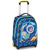 SJ GANG STYLE JAM GANG Big Trolley, 30 L, Doppio Scomparto, Spallacci a scomparsa, Doppio uso, Tasca frontale, Scuola elementare, Blue Print, Bambini, blu/azzurro