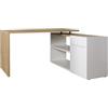 Composad | Scrivania Angolare della Linea ABILE con 1 Cassetto, 1 Anta e 1 Vano Aperto, per Ufficio e Home Office (LxAxP): 139,4x74,1x139,4 cm, Bianco Laccato e Rovere Mielato