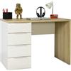 Composad | Scrivania della Linea MACCHIATO TEEN Con 4 Cassetti, per Cameretta, Moderna per Ragazzi e Bambini, (LxAxP) 109,9x75,4x59,6 cm Grigio Cashmere laccato e Rovere Chiaro Made In Italy
