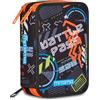 Mitama Astuccio Triplo SPACEBATTLE c/Spinny pen, Accessori Scuola Elementare, 47 pezzi, Portapenne con colori, 3 Scomparti, Bambini e bambine, multicolore