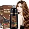 JELMOK 500ML Black Hair Dye Shampoo 3 in 1, Shampoo Colorante Nero per Donna Uomo, Shampoo Colorante Capelli Istantaneo, Hair Color Shampoo - Naturale - Shampoo per Capelli (Castano Chiaro, 500ML)