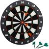 Relaxdays 10021463 Gioco Bersaglio Freccette Soft 42 cm, 6 Frecce, per Bambini, Montaggio a Muro, Piedistallo, Bianco-Nero