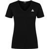 Le Coq Sportif 2510062 - LE COQ SPORTIF - ESS Tee SS Scollo a V N. 1 - Maglietta da donna a maniche corte con scollo a V Jersey 100% cotone 140 g morbido taglio classico - Logo ricamato - Taglia L - Nero Unisex adulto