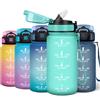 Motswedi Borracce 500 ml con Marcatore di Tempo, Borraccia Acqua, Riutilizzabile Borraccia, Palestra con Cannuccia, Bottiglia d'acqua Sportiva, per Fitness, Lavoro, Scuola, Ufficio, Blu Verde-3245C