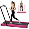 Squatz Tapis Roulant 2-in-1 con Manubrio e Pedana Vibrante, Tapis Roulant Salvaspazio, Walking Pad Display LED, Supporto Tablet, Motore Silenzioso 746 Watt, Telecomando, per Casa e Ufficio, Rosa