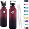 Motswedi Borraccia Termica 750ml, Borraccia Acciaio Inox, Bottiglia Termica, Thermos Per Bevande Calde e Fredda, Bottiglia Acqua per Sport, Viaggi e Attività All'aperto, Negro & Rojo