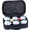 Relaxdays Set da 6 Bocce, Sfere in Metallo, Boccino & Misuratore di Distanza, con Custodia da Trasporto, Argento Nero