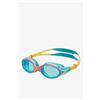 Speedo Unisex Kids Biofuse 2.0 SwiMing Goggles | Patented Easy Adjustment | Anti-fog | Anti-leak | Enhanced Fit | Improved Comfort, Coral Beach/Bolt/Blue Lens, One Size