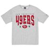 San Francisco 49ers NFL Oversized T-Shirt Satin Applique Patch Logo Heather Gray T-Shirt Unisex - Adulto