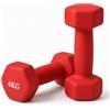 Relaxdays set di 2 manubri compatti, ghisa 4 kg, rivestiti in PVC antiscivolo, per allenamento a casa, rossi