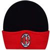 A.C. Milan AC Milan Cappellino Invernale con Logo Ricamato sulla Ribalta, Nero, Rosso, Acrilico, Unisex, Adulto