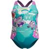 Speedo Learn to Swim Printed Crossback Costume da Bagno, Resistente al Cloro, Recycled Fabric, Tessuto Elastico Costume da Bagno per Bambina, Neon Violet, 2 Anni