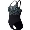 Speedo Donna Hyperboom Placement Muscleback Swimsuit | Quick Drying | Training | Fitnes | Chlorine Resistant, Black/Alfalfa Green, 42