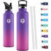 Motswedi Borraccia Termica 1 Litro, Borraccia Acciaio Inox, Bottiglia Termica, Thermos Per Bevande Calde e Fredda, Bottiglia Acqua per Sport, Viaggi e Attività All'aperto, Morado oscuro & Rosa rojo