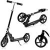 LIONELO LUCA Monopattino pieghevole per Bambini e adulti fino a 100kg Regiolable e leggero solo 4kg Costruzione solida Ruote 20cm Ammortizzatori ShockResist, Freno (Nero)