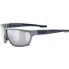 Uvex sportstyle 706, occhiali sportivi unisex, specchiato, campo visivo privo di appannamenti, rhino deep space matt/silver, one size