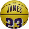 Wilson Pallone da Basket, NBA Player Icon Mini, LeBron James, Los Angeles Lakers, Utilizzo Indoor e Outdoor, Taglia: 3, Giallo/Viola