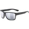 uvex LGL ocean P, occhiali da sole unisex, polarizzato, specchiato, black matt/silver-silver, one size