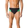 Speedo Spark Splice - Costume da Bagno da Uomo, Uomo, Costume da Bagno, MENDTEAMSPLCENDBRIEF, Nero/Verde Scintilla, 34
