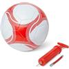 Amazon Basics - Pallone Calcio Misura 5 con Pompa, Pallone Allenamento, in PVC Resistente, Camera d'Aria in Butile, Uso Interno ed Esterno, Pallone da Gioco Cucito a Macchina, Bianco e Rosso