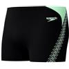 Speedo Hyperboom Splice Aquashort per Uomo, Black e Alfalfa Green, 28