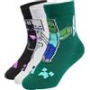 adidas Unisex - Bambini e ragazzi Minecraft Kids 3 Pairs Per Pack Socks Socks, lgh solid grey/collegiate green/black, 4-5 Years