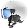 uvex rocket jr visor, casco da sci robusto per bambini, con visiera, regolazione individuale delle dimensioni, white, black matt, 54-58 cm