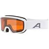 ALPINA SCARABEO JR. Q-LITE - Maschera da sci OTG specchiata per bambini, comfort ottimale grazie al Comfort Frame, protezione UV 100%, white matt