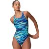 Speedo Hyperboom Print Medalist One Piece Costume da Bagno per Donna, Blu Navy, 34