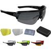 BBB Cycling Occhiali Sportivi Tre Lenti Intercambiabili, Occhiali da Sole Leggeri, Mezza Montatura Protezione UV400, Ideali per Ciclismo Sports Glasses Impulse BSG-62 Nero lucido