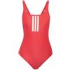 adidas Donna 3 Stripes V-Back Swimsuit Swimwear, Semi Lucid Red/White, 36