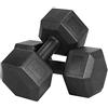 Yaheetech Set di 2 Manubri Esagonale per Palestra Casa in Ferro e Pvc Antiscivolo Nero 2 Pezzi x 5 kg