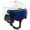 BLACK CREVICE Casco da sci Arlberg I Casco da sci con visiera stile pilota in diversi colori I Casco da sci Uomo & Donna I Casco da sci traspirante I Ricambio visiera incluso I Regolabile (S/M (54-57 cm), Carbone/Bianco Blu)