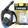 CRESSI Bali Full Face Mask Black/Blue L/XL-Maschera Snorkeling Integrale Unisex, Lente Ultra Chiara Anti Fog, 100% Silicone, Snorkel Dry con Valvole Sicurezza, Supporto Action Cam, Nero/Blu, L/XL