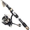 Sougayilang Kit canna da pesca, canna da pesca telescopica e mulinello Combo con mulinello da spinning, set di attrezzi da pesca per principianti adulti acqua salata d'acqua dolce