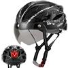 Favoto Casco Bici Adulti con Luce LED e Visiera Magnetica, Bianco