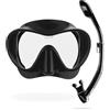 Cressi F1 Small & Dry, Combo Set Maschera e Snorkel Unisex Adulto, Nero, Taglia Unica