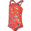 Speedo Bambina Digital Frill Thinstrap Costume intero, Rosa corallo/Giallo/New Turquoise, 9-12 M