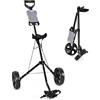 GYMAX Carrello da Golf a 2 Ruote, Carrello da Golf Leggero Pieghevole con tabellone segnapunti, Carrello da Golf in Acciaio (Nero)