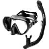 SEAC Set bis Rondò Dry - Set Snorkeling Adulto con Maschera Frameless monolente in Vetro Temperato e Snorkel Dry Top con Valvola di Spurgo, Boccaglio Ergonomico in Silicone, Nero