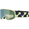 ALPINA FERNIE Q-LITE - Maschera da sci specchiata per bambini, lenti OTG contrastanti e polarizzate, ideale per chi porta gli occhiali, protezione UV 100%, lime matt