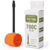Ecovelo' Camera d'Aria 700C x 18-32 in TPU Arancione per Bici da Corsa 40g, Valvola Presta Lunga (45 65 85 mm) Bici da Corsa, Road Racing, Gravel, Trekking, Ultra Leggero (1 CAMERA D'ARIA, 45mm)